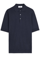 Lardini Fine-knit Cotton Polo Shirt Blue