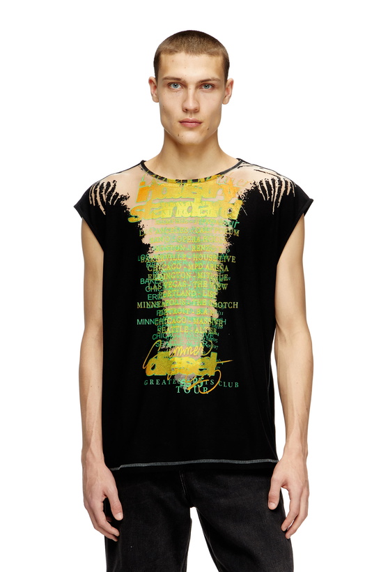 Photo: Diesel Sleeveless T-shirt with lyrics print - T-Shirts - Unisex - Black