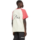 Rhude Off-White and Red Raglan Logo T-Shirt