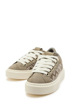 Cleens Ace Panelled Leather and Suede Sneakers Beige