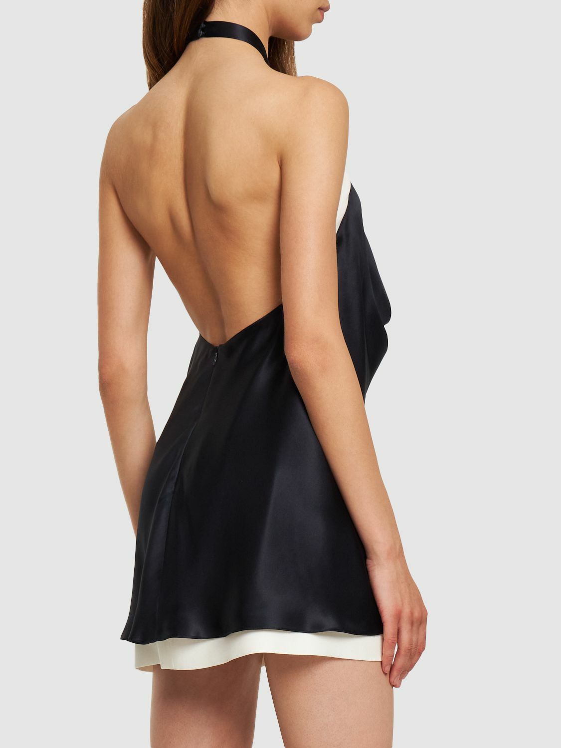 strapless open back dress Aletta Backless Satin Effect Mini Dress – edikted main image 0