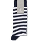 Sunspel - Striped Stretch Cotton-Blend Socks - Men - Navy