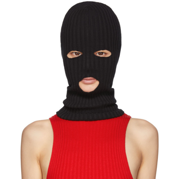 giu giu Black Rib Knit Ski Mask