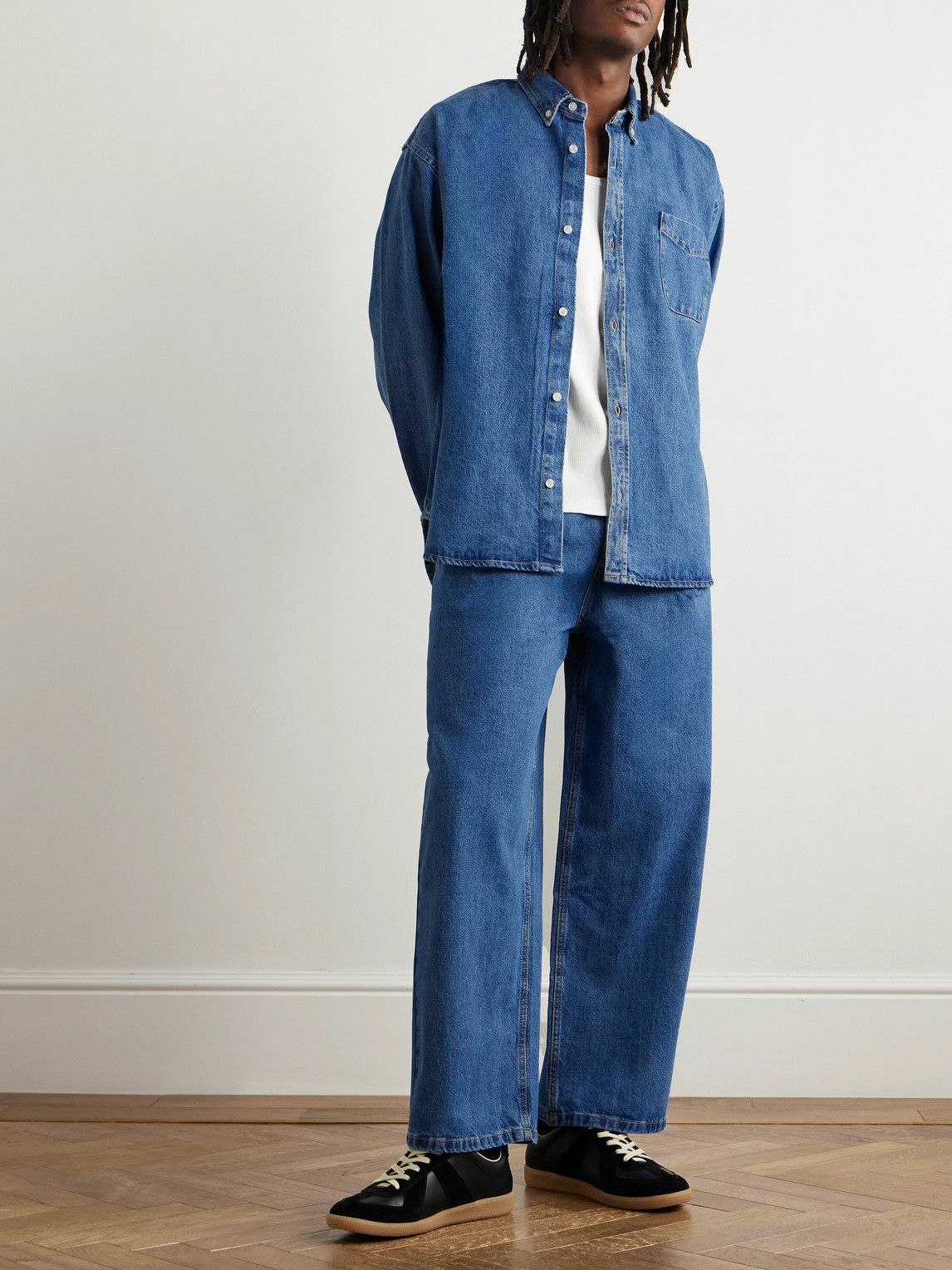 The Frankie Shop - Drew Wide-Leg Pleated Jeans - Blue