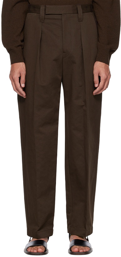 Photo: LEMAIRE Brown One Pleat Trousers