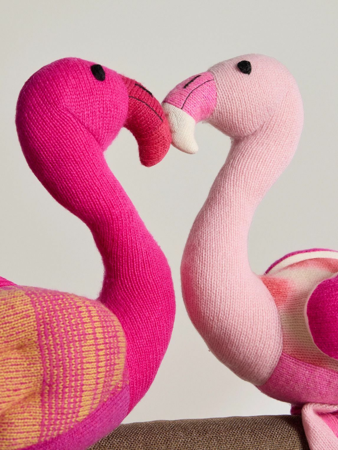 The Elder Statesman - Kissing Flamingo Set of Two Cashmere Cushions