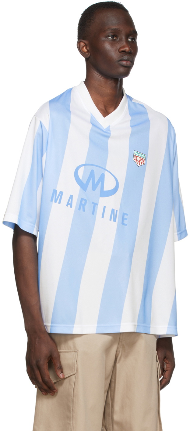 Martine Rose Twist Football Top - White / Light Blue Stripe – Kith