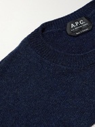 A.P.C. - Travis Striped Wool and Cotton-Blend Sweater - Blue