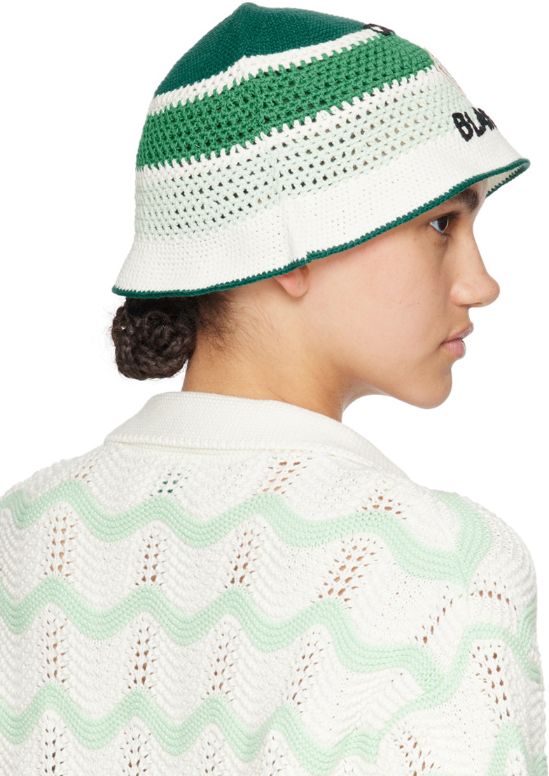 Casablanca Green Stripe Crochet Bucket Hat Casablanca