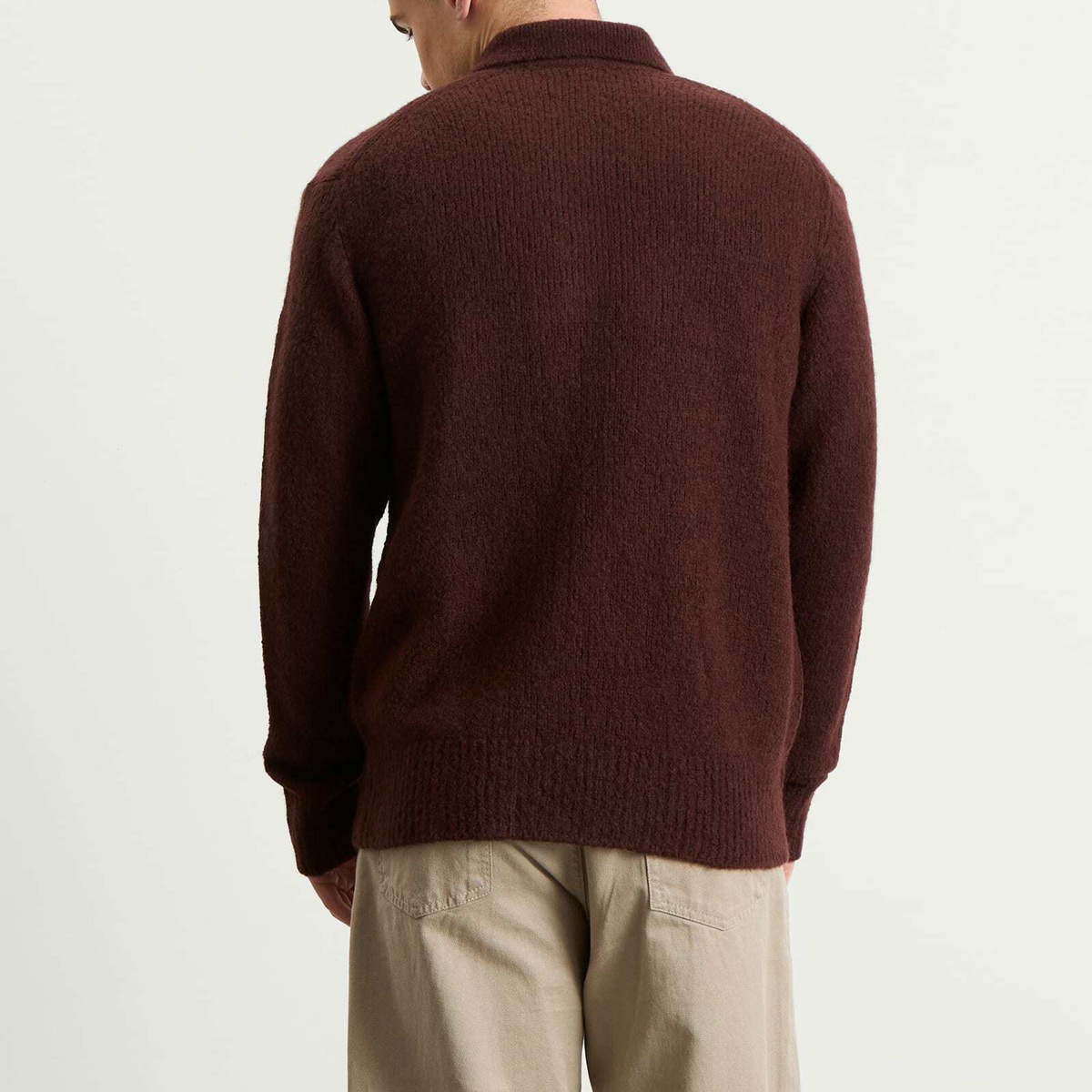 Norse Projects Men's Rasmus Relaxed Brushed Polo in Mahogany