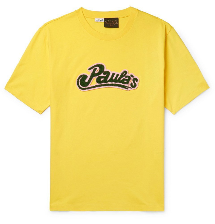 Photo: Loewe - Paula's Ibiza Logo-Appliquéd Cotton-Jersey T-Shirt - Yellow
