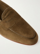Edward Green - Polperro Leather-Trimmed Suede Penny Loafers - Green