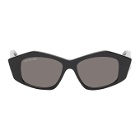 Balenciaga Black Cut Cat-Eye Sunglasses