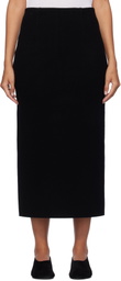 AURALEE Black Heavy Milano Rib Knit Midi Skirt