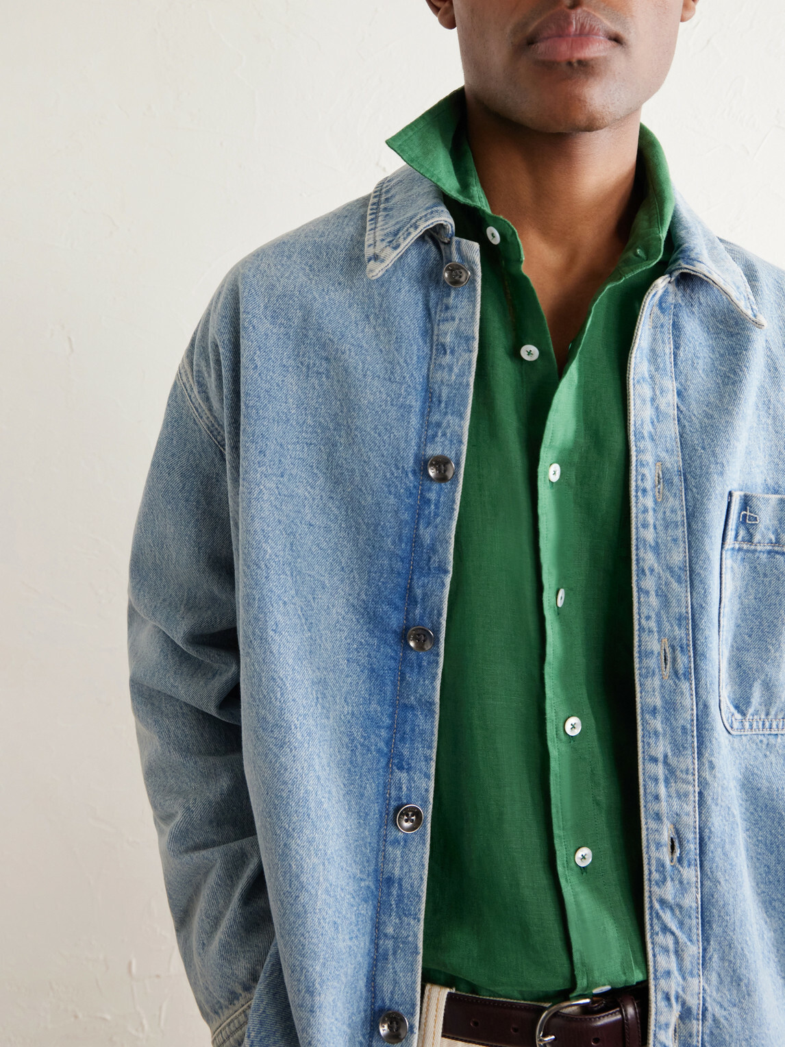 Drake's - Linen Shirt - Green