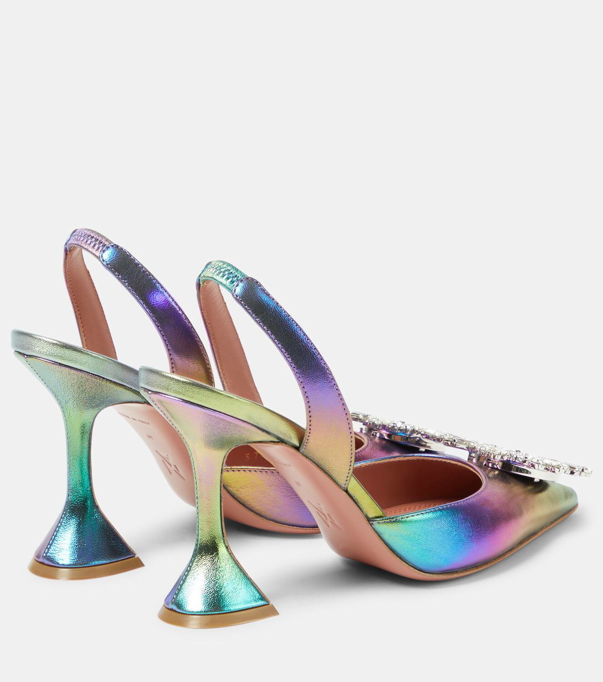 Amina Muaddi Begum embellished leather slingback pumps