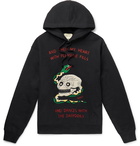 Gucci - Embroidered Loopback Cotton-Jersey Hoodie - Black