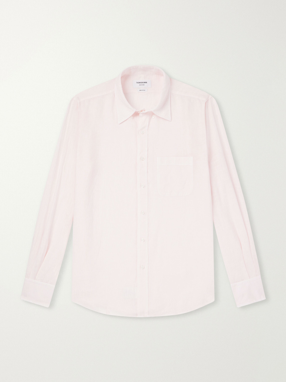 Thom Browne - Button-Down Collar Garment-Dyed Linen Shirt - Pink
