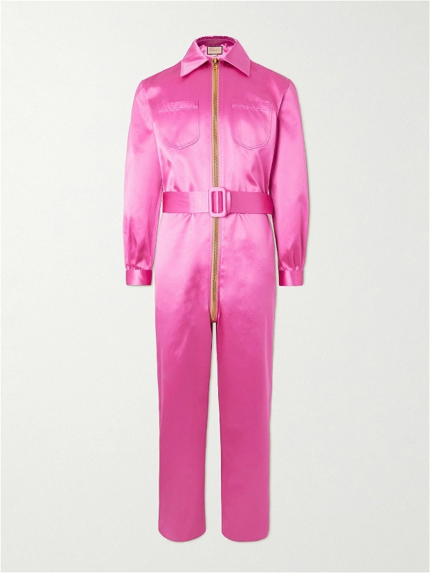 Photo: GUCCI - Straight-Leg Belted Silk-Satin Jumpsuit - Pink