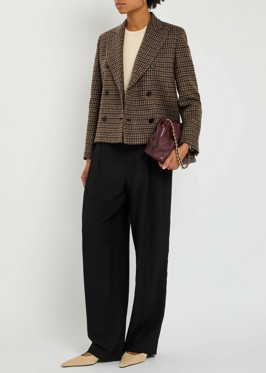 Weekend Max Mara Tempera Houndstooth Wool-blend Blazer Grey