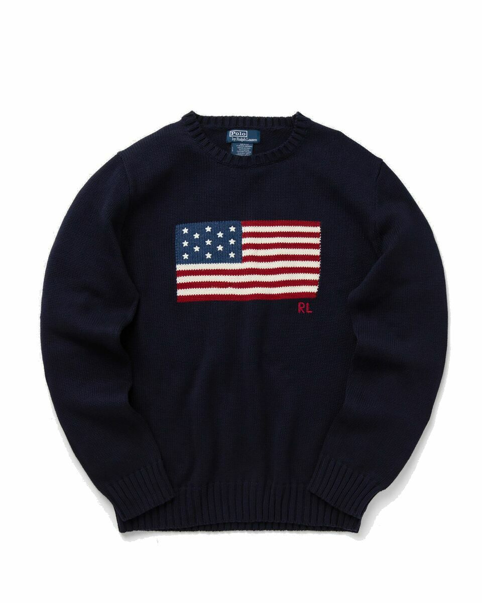 Photo: Polo Ralph Lauren Ls Cn Flag Long Sleeve Pullover Blue - Mens - Pullovers