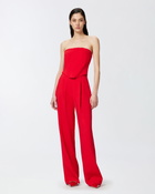 Pinko Elegant Bustier Jumpsuit With Wide Leg Trousers Lively Red