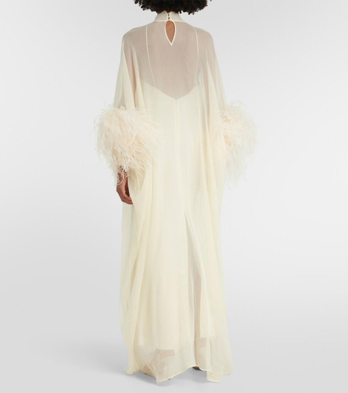 Taller Marmo Penelope feather-trimmed silk kaftan Taller Marmo