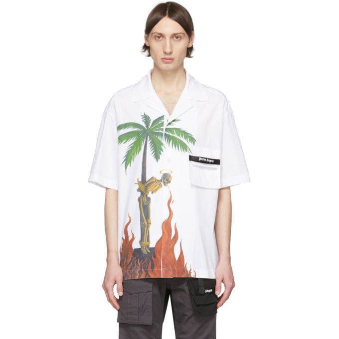 Photo: Palm Angels White and Multicolor Skeleton Bowling Shirt