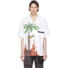 Palm Angels White and Multicolor Skeleton Bowling Shirt