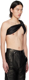 Rick Owens Black DBL Banded Leather Tank top