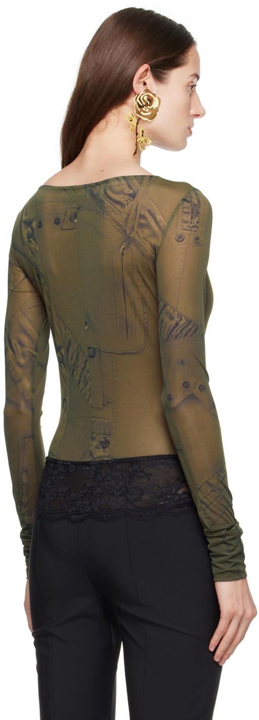 Blumarine Green Printed Bodysuit