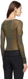 Blumarine Green Printed Bodysuit