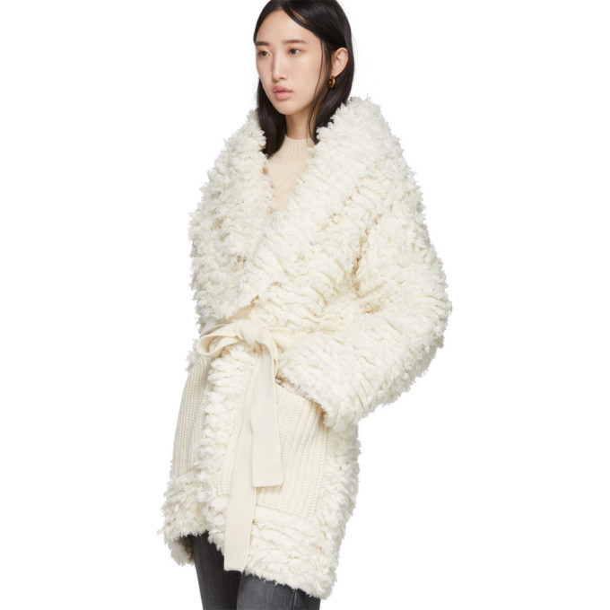 Alanui White Faux-Fur Stitches Coat