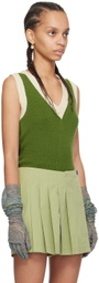 Dries Van Noten Green V-Neck Vest