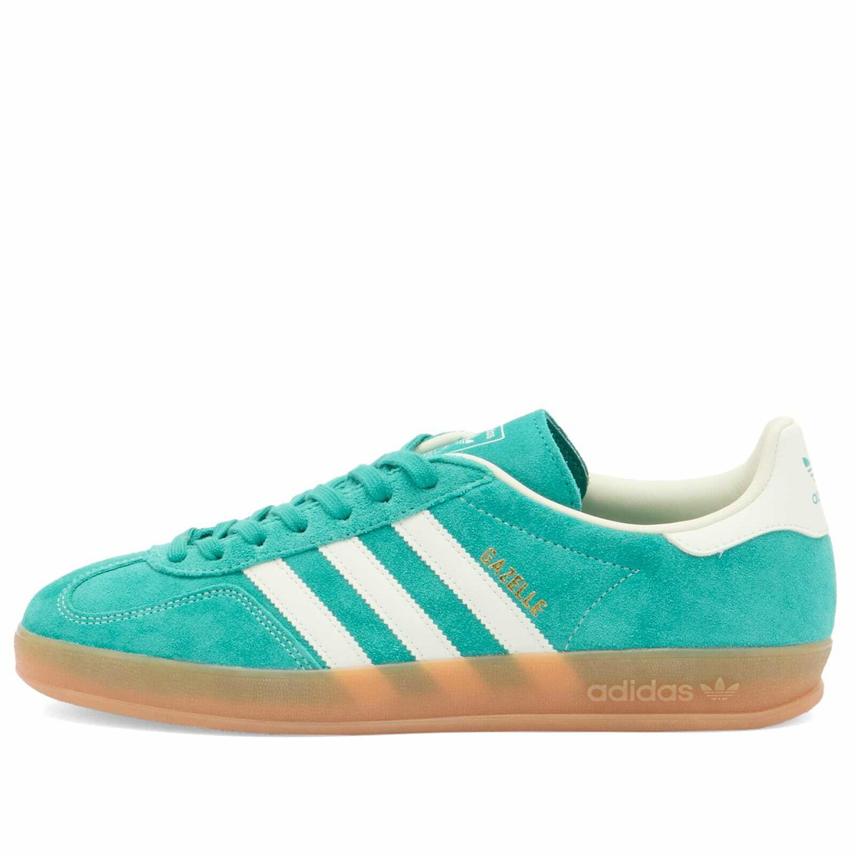 Adidas Gazelle Indoor Sneaker in Pure Teal/Off White& Gold