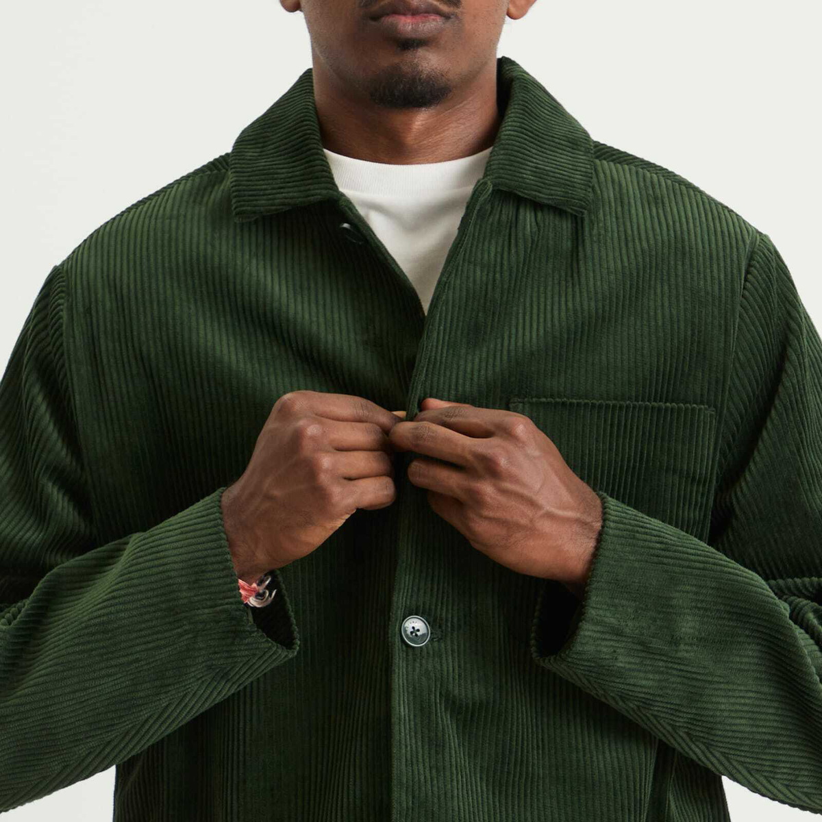 Percival Men's Cord Overshirt in Forest
