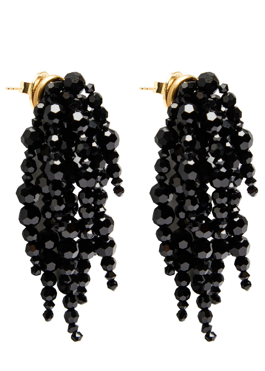 Simone Rocha Cascading Chandelier Beaded Drop Earrings - Black - One Size