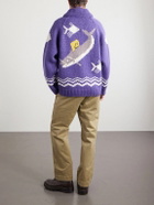 KAPITAL - Intarsia Wool Zip-Up Cardigan - Purple