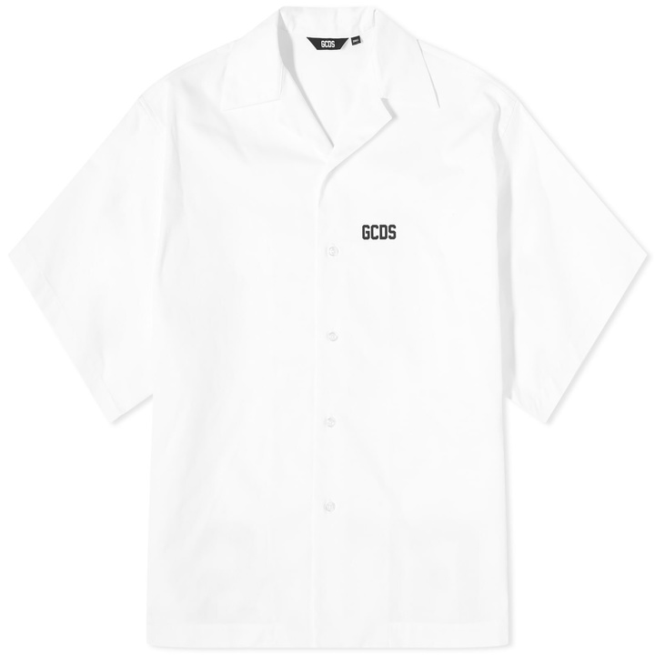 Photo: GCDS Men's Low Band Logo Bowling Shirt in White