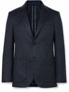Etro - Unstructured Micro-Checked Brushed Cashmere-Blend Blazer - Blue
