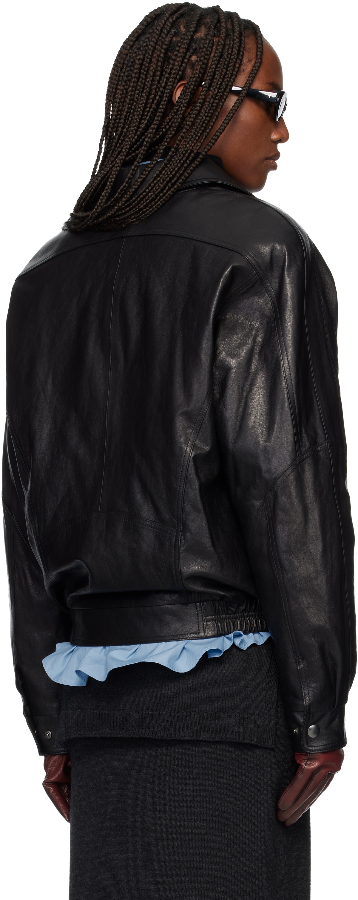 TONYWACK Black Vegetable Tanned Lamb Leather Zip Jacket