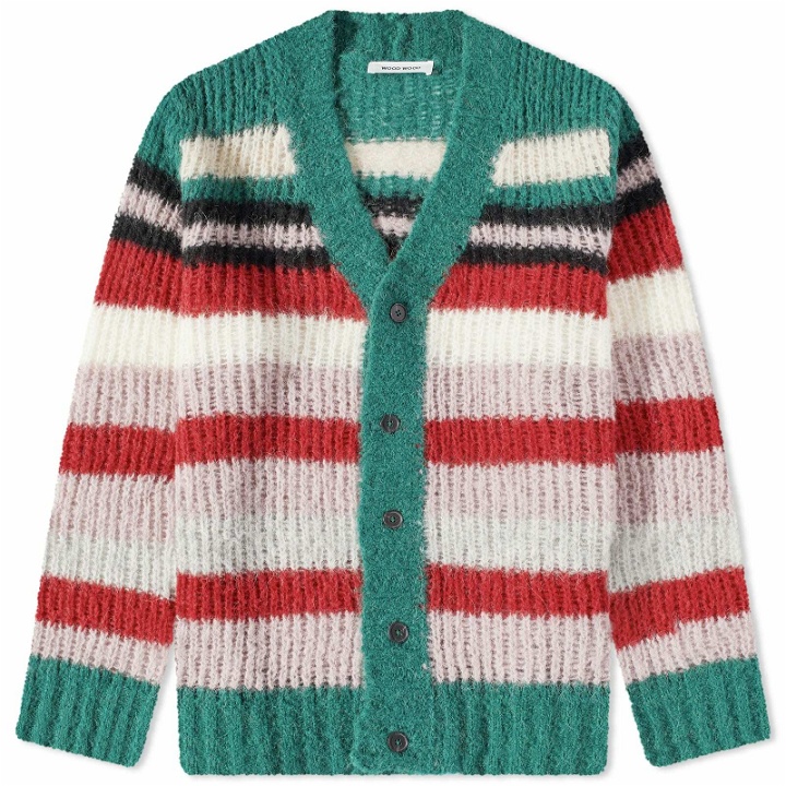 Photo: Wood Wood Men's Kalle Loose Knit Cardigan in Coral Red