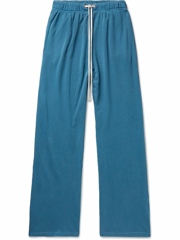 Photo: Les Tien - Puddle Straight-Leg Garment-Dyed Cotton-Jersey Sweatpants - Blue