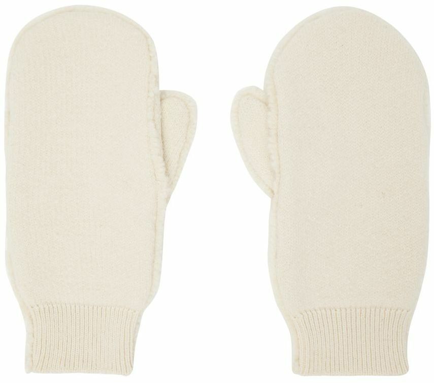 Jil Sander Beige Faux-Fur Mittens