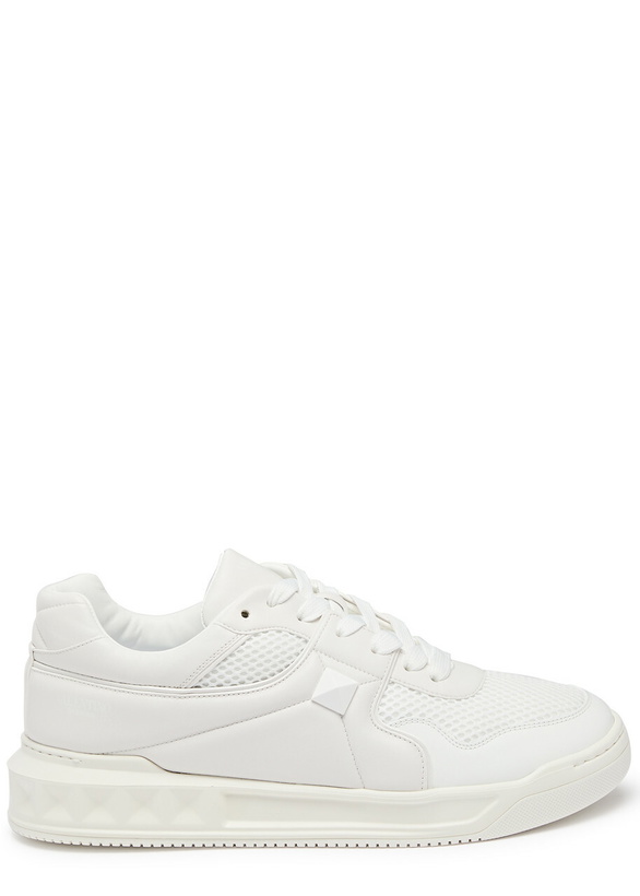 Photo: Valentino One Stud Quilted Leather Sneakers White