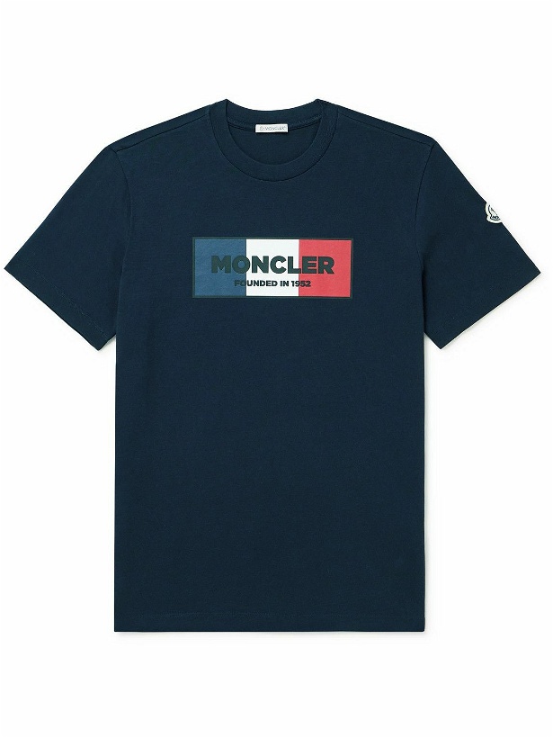 Photo: Moncler - Slim-Fit Logo-Print Cotton-Jersey T-Shirt - Blue