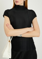 Issey Miyake Pleated High-neck Woven top Black