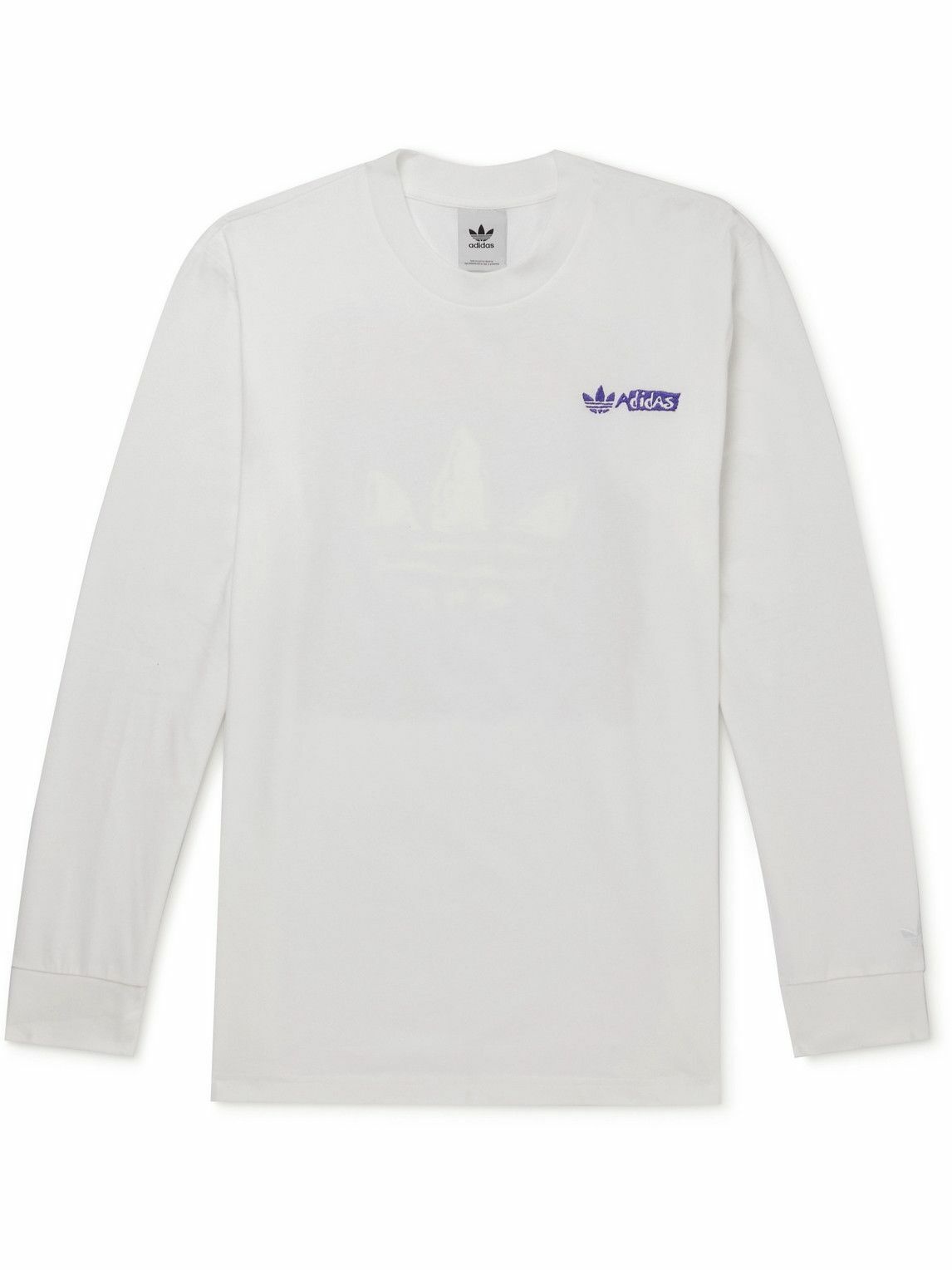 Photo: adidas Originals - Logo-Embroidered Printed Cotton-Jersey T-Shirt - White