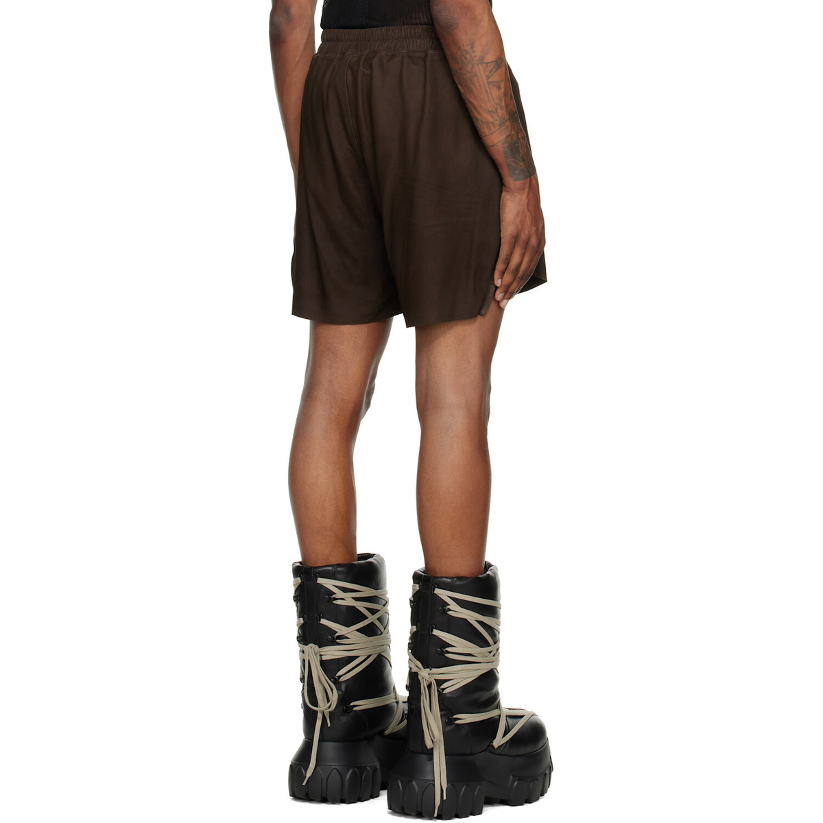 Rick Owens Brown Rick S Boxers Leather Shorts