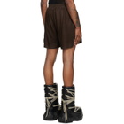 Rick Owens Brown Rick S Boxers Leather Shorts